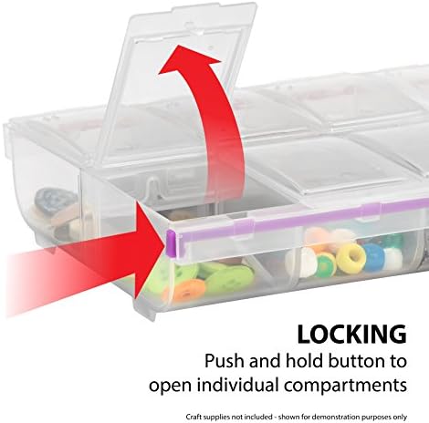 Craft Mates Craft & Sewing Supplies Organizer, 14 Locking Compartments (3XL) with Clear Lids, Bead, Jewelry, Embroidery, Thread, Needle, Scrapbooking, DIY Storage Box for Crafters and Artists