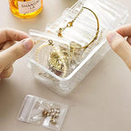 100PCS Jewelry PVC Storage Bags Self Seal Small Pouches Zipper Bag Clear Plastic Packing Jewelry Transparent Anti Tarnish Jewelry Bags for Holding Rings Earrings (100PCS)