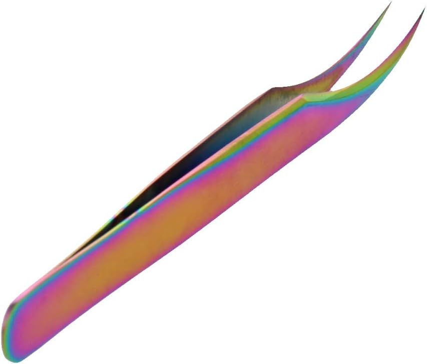 Utoolmart 125mm Colorful Professional Stainless Steel Precision Tweezers Dolphin-shaped Tip Tweezers for lash Extensions Iron Box 1pcs