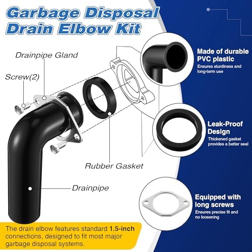Saillong Dishwasher Drain Hose Adapter & Garbage Disposal Drain Elbow Kit, Compatible with Insinkerator Garbage Disposals, Leak Proof Upgraded Drain System, Essential Replacement Parts Included