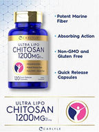 Carlyle Chitosan Supplement 1200mg | 120 Quick Release Capsules | Non-GMO, Gluten Free | Ultra Lipo