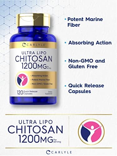 Carlyle Chitosan Supplement 1200mg | 120 Quick Release Capsules | Non-GMO, Gluten Free | Ultra Lipo