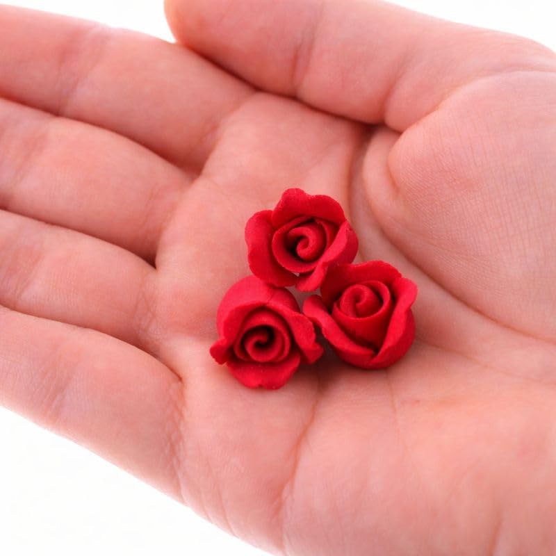Global Sugar Art Rosebud Deep Red Unwired Sugar Cake Flowers,Tiny, 36 Count by Chef Alan Tetreault