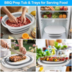 Collapsible Wash Basin, 7.5L Dish Tub Sink Basin Folding Dish Pans for Kitchen Sink, 2-in-1 Dishpan + Cutting Board, Portable Sink Dish Basin for Camping BBQ Prep Tub Washing Bin with Drain Plug + Lid