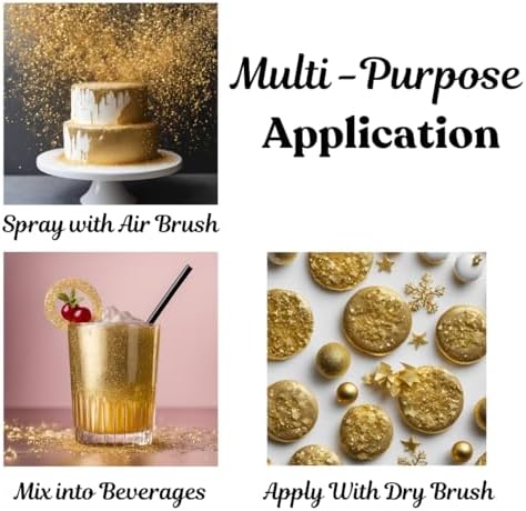 Dazzle Dust Edible Glitter Sprinkles for Cake Decorating, Drinks, Cookie, Icing, Dessert Decorations, Sparkly Luster, Food-Grade, Vegan, Gluten Free, Kosher, Bulk 10g, Gold