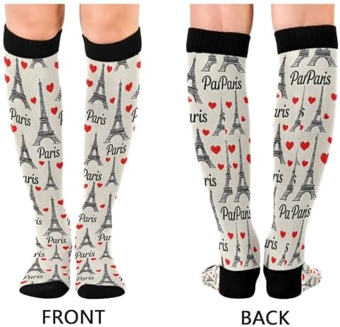 SUABO Eiffel Tower Compression Sock for Women Men Knee High Socks Circulation Long Socks for Running Travel