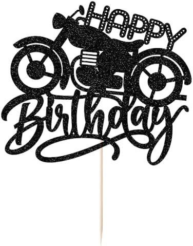 Happy Birthday Cake Topper Black Flash Motorcycle Party Decoration Birthday Party Cake Decoration