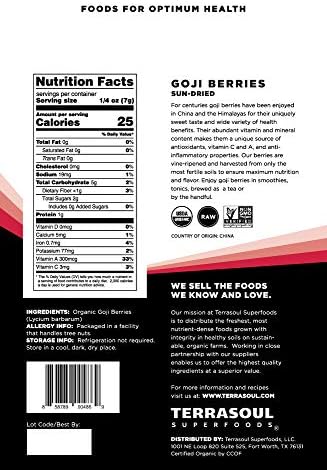 Terrasoul Superfoods Organic Goji Berries, 2 Lbs (2 pack) - Large Size | Chewy Texture | Premium Quality | Lab-Tested…
