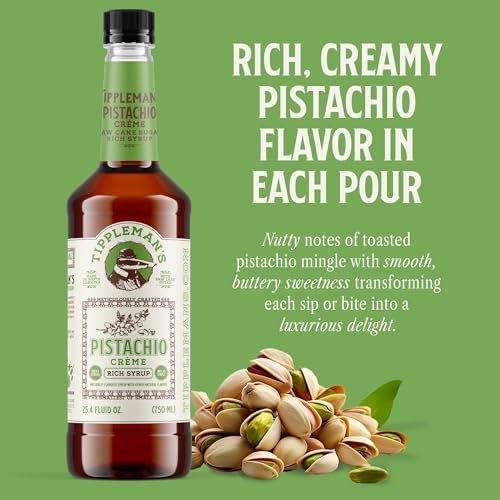Tippleman's Pistachio Créme Coffee Syrup - Made with Raw Cane Sugar - No Green Artificial Coloring - Perfect for Lattes & Cold Brew, Fits Pump - 750ml