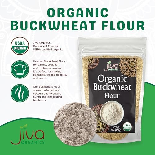 Jiva Organics Buckwheat Flour (Dark) 2 LB Bag - Vegan, Non-GMO, Kuttu, Earthy Flavor