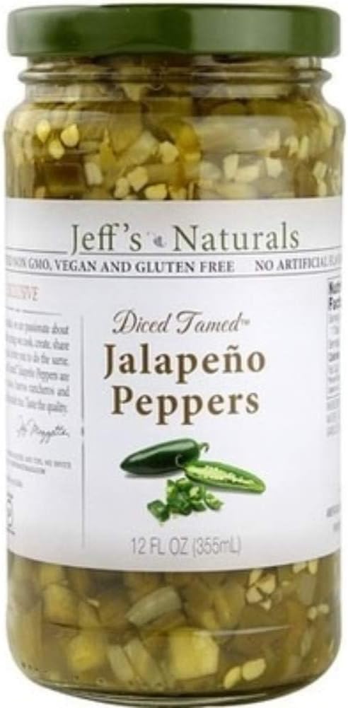 Jeffs Natural Diced Tamed Jalapeno Peppers, 12 Fluid Ounce -- 6 per case.6