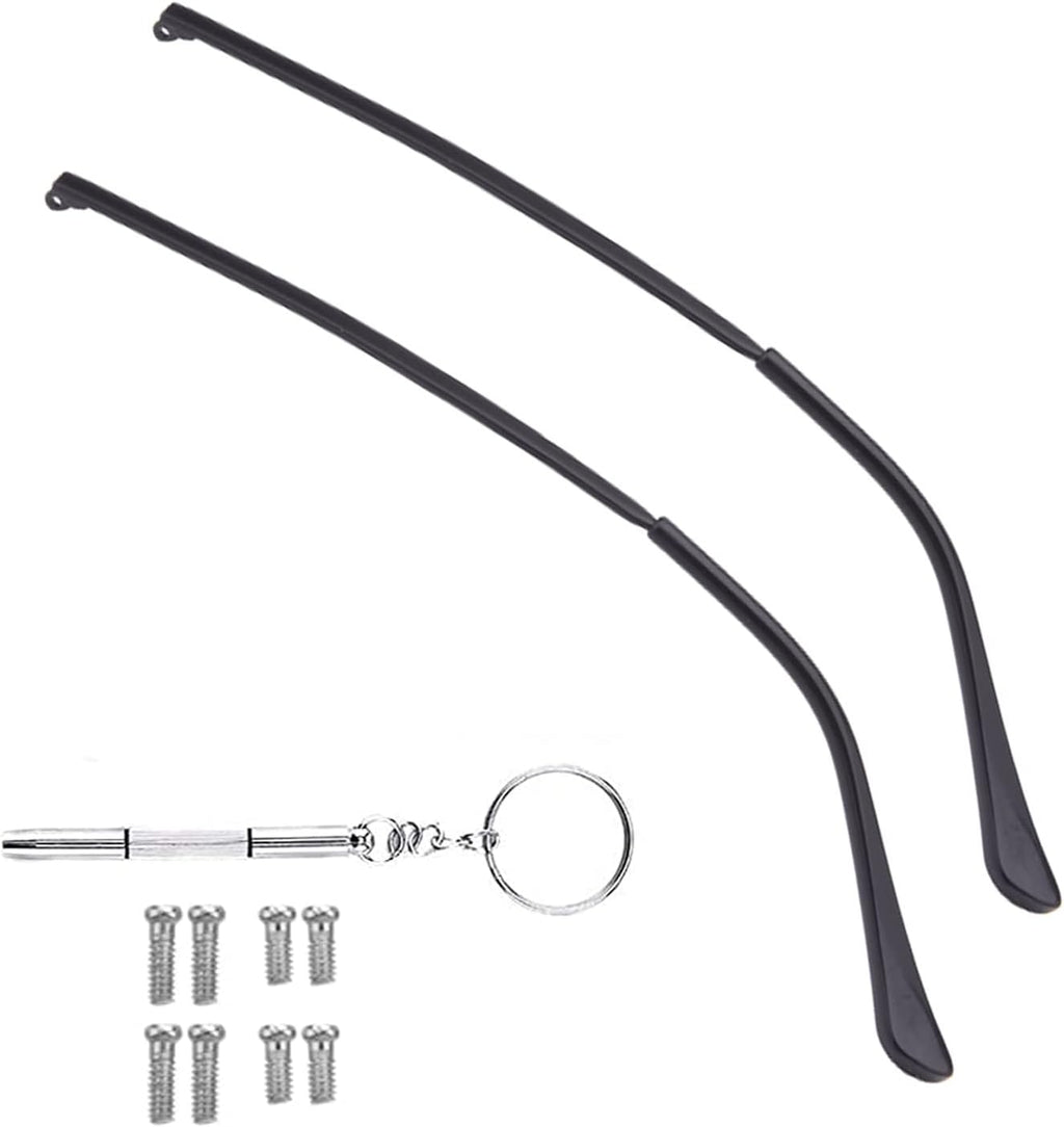 OPUGIT Metal Glasses Replacement Temple, Eyeglass Arms Legs Replacement, Glasses Repair Kit Universal Eyeglasses Replacement, DIY Temples for Glasses with Screws(1 Pair, Black)