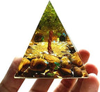 Peridot Tree of Life Orgonite Pyramid with Tiger Eye Stone Reiki Energy Generator Protection Crystal Healing Orgone Pyramids Collection