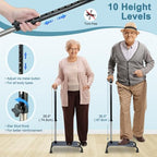 Stair Climbing Assist Cane for Seniors, Stair Lifts Walker Elderly, Mobile Half Step Aid Stair Helper, Adjustable 4 Prong Standing Quad Cane Large Base, Portable Walking Stick for Stability