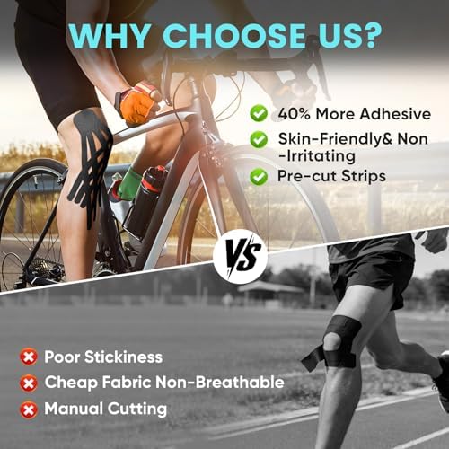 PreCut Kinesiology Tape for Knees, 4 Colors 40 PCS, Knee Tape for Knee Pain Relief (Patented)