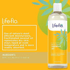 LIFE-FLO Pure Coconut Oil, Fractionated, Refined Liquid Coconut Oil, Skin Care, Hair Care, Massage, Aromatherapy, All Skin Types, Hypoallergenic, 60-Day Guarantee, Not Tested on Animals, 16oz