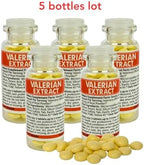 Valerian Root Extract, 5 Glass Bottles, 50 Coated Tablets Each Bottle (20mg), 250 Tablets