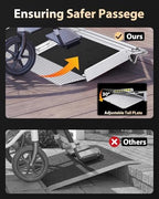 FACHNUO 1 Feet Portable Threshold Ramp with Self-Adjusting Bottom, Wheelchair Ramp for Home Doorways, Non-Skid Handicap Ramp for Home Steps, Folding Wheel Chair Ramp, Maximum Applicable Height 2"