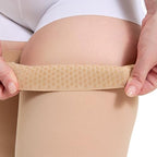 Plus Size 5XL Thigh High Compression Stockings Footless for Women & Men, Opaque Support Hose, 20-30mmHg Firm Graduated Compression Sock with Silicone Band for Varicose Veins, Edema, DVT, 1 Pair Beige