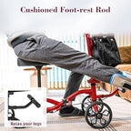 Lightweight Knee Scooter Crutch Alternative, Foldable & Adjustable Knee Scooter for Adults for Foot Surgery, Steerable Knee Walker with Detachable Storage Basket, Includes DIY Stickers-Hot Red