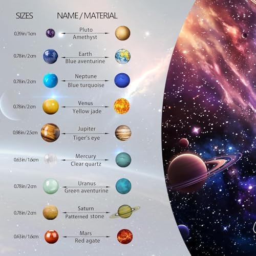 Nine Planets Solar System Model Crystal Ball - Natural Crystal Gemstone Marble Space Home Desk Decoration - Creative Gifts