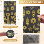 Saypacck 60 Pcs Eid Mubarak Gift Bags with Eid Stickers - Ramadan Party Favors - Black, 9.4 x 5.1 x 3.1 inches