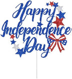 Happy Independence Day Cake Topper, 4th of July Cake Decorations, American National Patriotic Independence Day Party Decorations, Red White and Blue Glitter