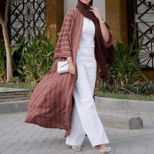 Womens Muslim Kimono Abaya Solid Striped Retro Ethnic Cardigan Robe Dubai Middle Eastern Saudi Arabia Eid Clothes