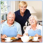 Threlaco 3 Pack Unisex Adults Bib for Seniors Elderly Women Men Waterproof Bib Eating Cloth Adjustable Reusable Clothing Protector with Crumb Catcher and Pocket for Disabled, Machine Washable, Blue