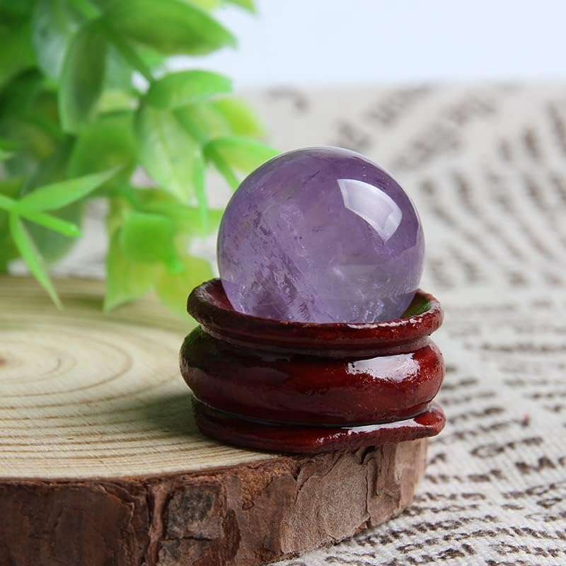 Ximimark 1Pcs 20mm Natural Amethyst Quartz Crystal Sphere Ball Healing Stone with Stand Gift+2.5 * 1.1 * 3cm Crystal Ball Base