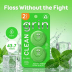 GRIN Clean Dental Floss – 2 Pack (87.4 Yards Total) | Super Strong Floss | Minty | Shred-Resistant | Compact Dispenser Made with Recycled Plastic