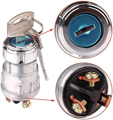JK423 3 Wire Ignition Switch，12V Ignition 2 Keys Starter Switch Repalcement for Car, Motorcycle, Tractor, Forklift, Truck, Scooter, Trailer