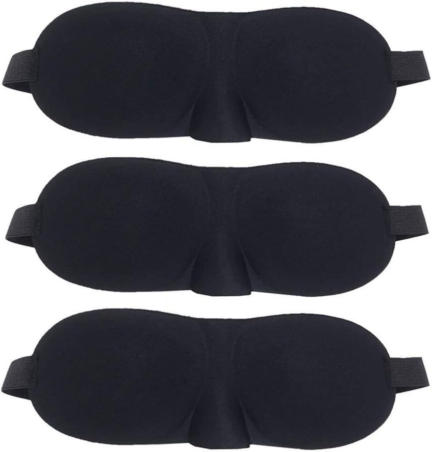 QTMY 3 PCS Sleeping Eye Mask for Women Men Girls Adults Eyepatch Blindfold Shade Travel Natural Sleep Aid Cover Light Guide Relax