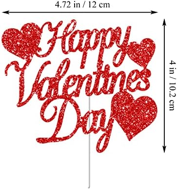 24pcs Red Glitter Happy Valentine's Day Cake Toppers Food Picks Cake Decorations for Valentine's Day Party Suppliers