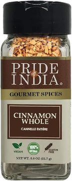 Pride of India - PACK of 6 - Cinnamon Bark Whole 0.8 oz (22.67 gm) Small Dual Sifter Bottle |Freshly Sourced from India |Gourmet Whole Spice |Strong Aroma |Perfect for Cooking & Baking|Easy to Use