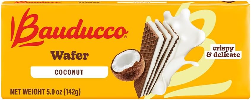 Bauducco Coconut Wafers - Crispy Wafer Cookies With 3 Delicious, Indulgent Decadent Layers of Coconut Flavored Cream - Delicious Sweet Snack or Desert - 5.0oz (Pack of 1)