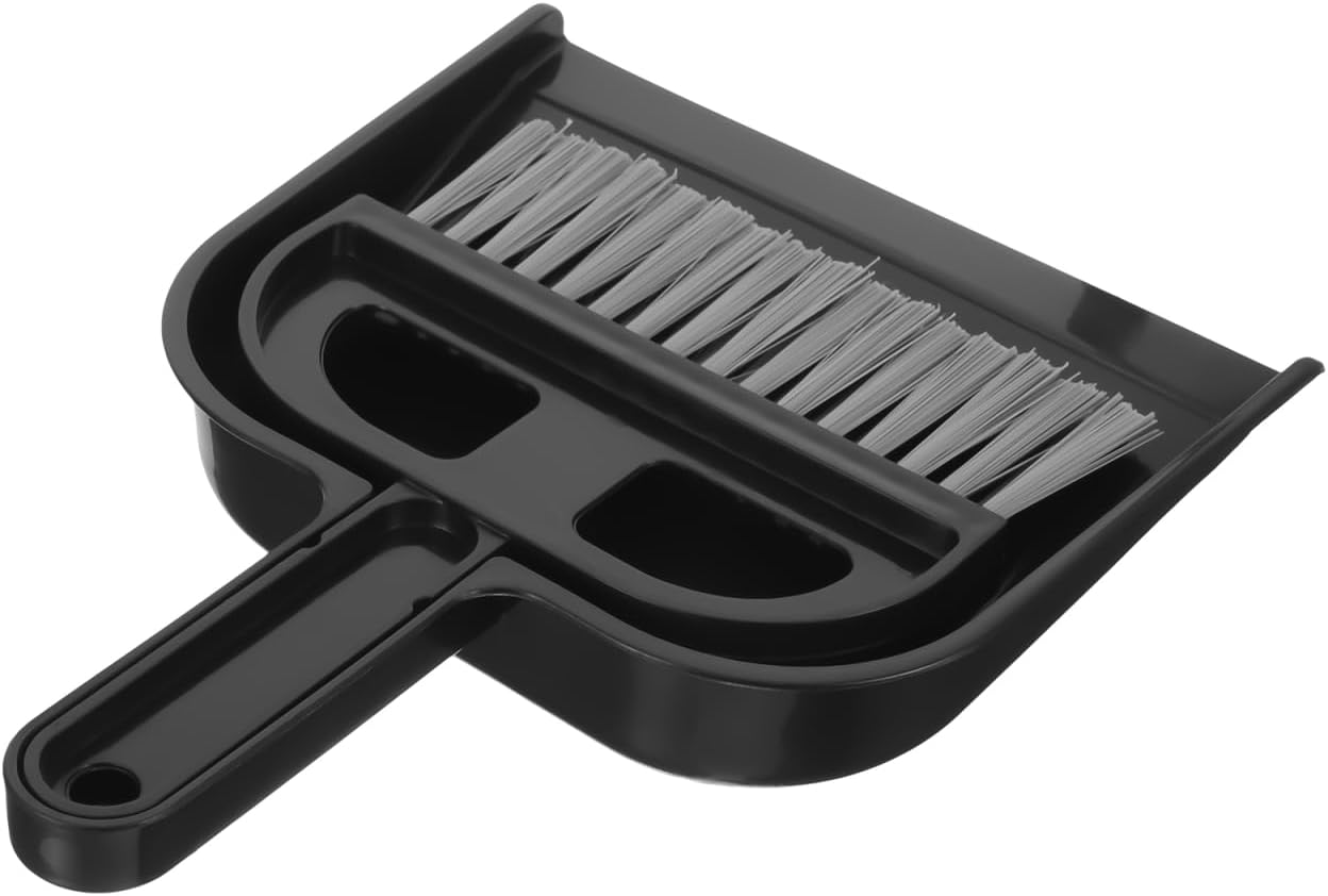 Keyboard Cleaning Brush and Mini Dustpan Set Compact 2-Piece Desktop Cleaning Tool for Laptops Keyboards Drawers and Small Spaces Black 8.46 X 6.29 Inches