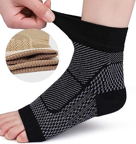 Hotfiary Ankle Compression Sleeve Open Toe Сompression Socks Foot Sleeves with Arch Ankle Support Ankle Braces for Women Men
