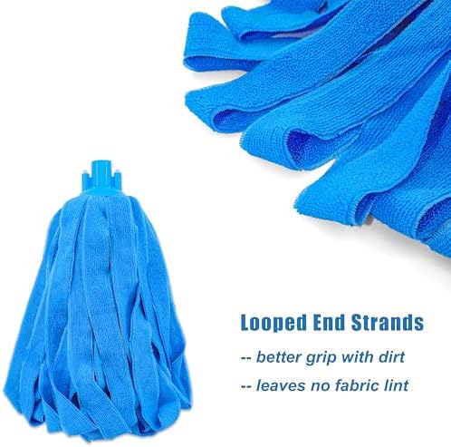 EaseYourDay Microfiber Cloth String Mop Head Refill, Loop End Screw On Mop Head Compatible with All Standard US Threading Pole (Acme 3/4 inch Thread) – (3)