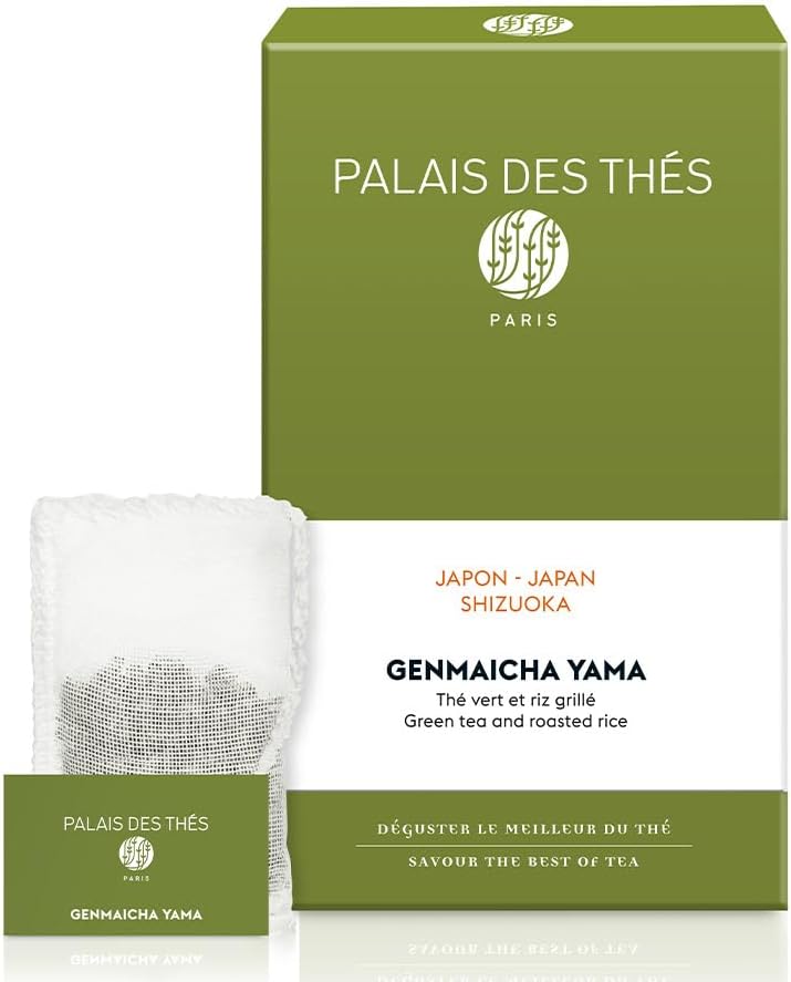 Palais des Thés - Genmaicha Yama - Japanese Green Tea & Roasted Rice - Premium Tea Bags, Serves 20 Cups