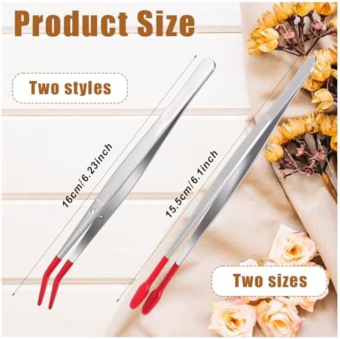 4 PCS Rubber Tipped Tweezers PVC Rubber Coated Tweezer, Stamp Tweezers for Crafting Coated Flat and Bent Forceps Hobby Tweezer for Lab Industrial Jewelry Craft Coin Stamp Tongs