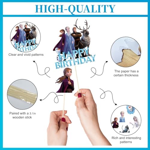 9Pcs Happy Birthday Party Cake Toppers Decorations, Blue Cupcake Toppers For Celebrations