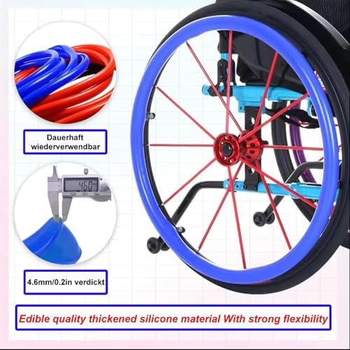 Silicone Wheelchair Push Rim Covers - 22/24 inch Rear Wheel Sports Wheelchair Cover for Wheelchairs, Wear-Resistant Improve Grip and Traction [Energy Class A]