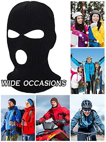 Geyoga 3 Pcs 3 Hole Ski Mask Balaclava Winter Knitted Full Face Cover Ski Mask Outdoor Sports for Men Women