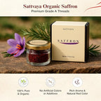 Sattvaya Organic Saffron Threads – 0.07 oz (2gm) – 100% Pure & Natural, Chemical-Free, Lab-Tested, Premium Grade A+ Kashmiri Kesar for Cooking, Tea, Milk & Desserts