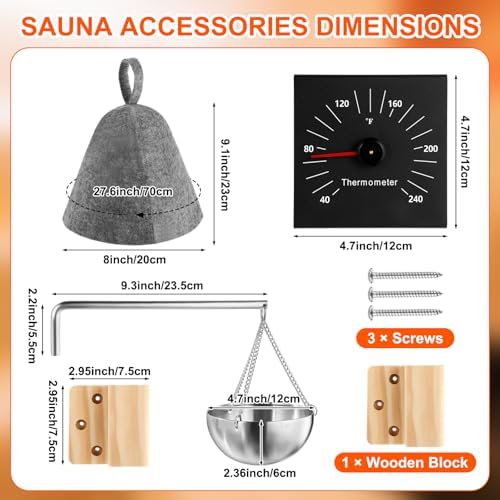 4 Set Sauna Oil Cup Aromatherapy Oil Holder Fragrance Diffuser Bowl and Aluminum Thermometer Fahrenheit and Sauna Hat Vaporarium Hat for Sauna Bath Spa