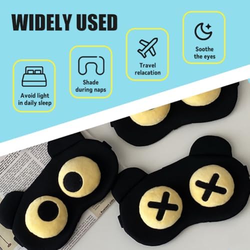 2PCS Cute Eye Mask for Sleeping - Soft Lightweight Eye Cover with Adjustable Strap, Funny Sleep Mask, Eyeshade Covers, Sleeping Mask for Women Men Travel Nap Blindfold Game