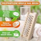 Konex Non-Slip Wooden Two-sided Hand and Nail Brush. Fingernail Brush for Nail Cleaning and Scrubbing. Heavy duty Stiff Nail Brush for Travel. Mechanic hand scrub brush with molded grip. (Pack of 2)