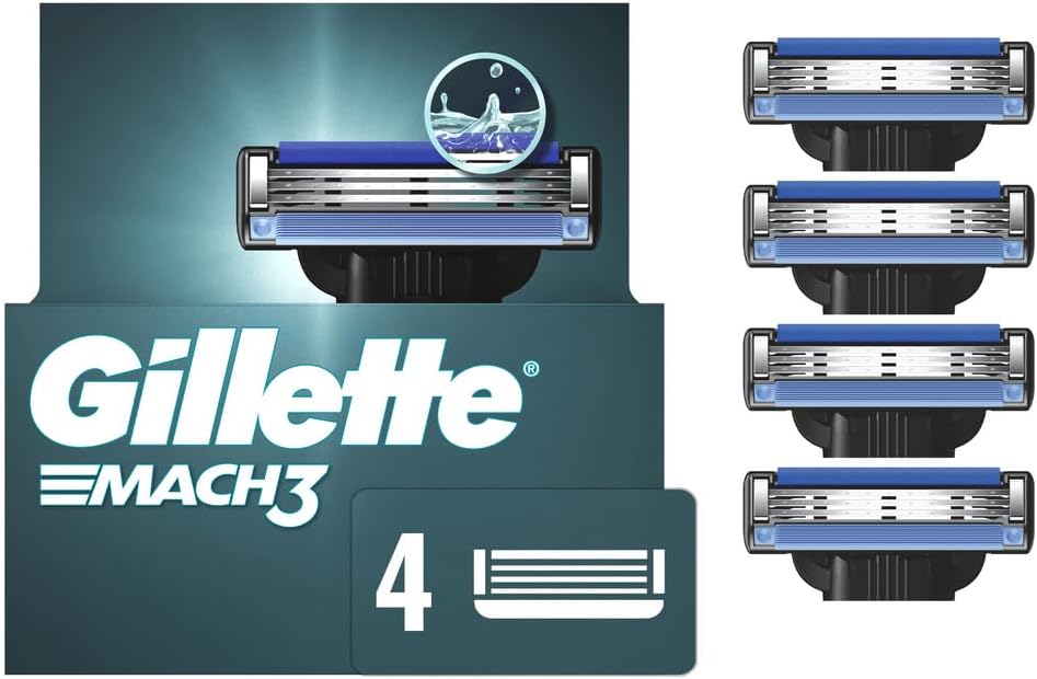 Gillette Mach3 Razor Refills for Men, 4 Razor Blade Refills