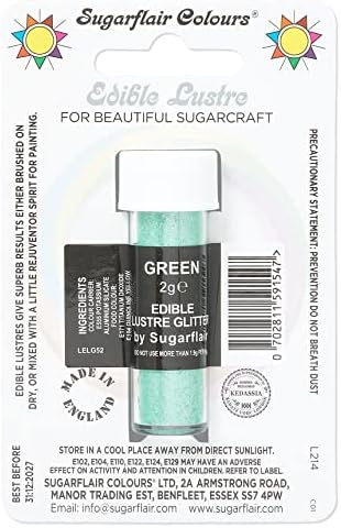 Sugarflair GREEN Sugarcraft Edible Lustre Glitter Sparkly Shimmer Decorating